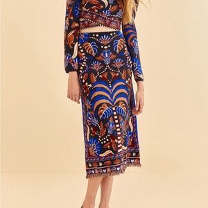Farm Rio Nature Beauty Scarf Midi skirt